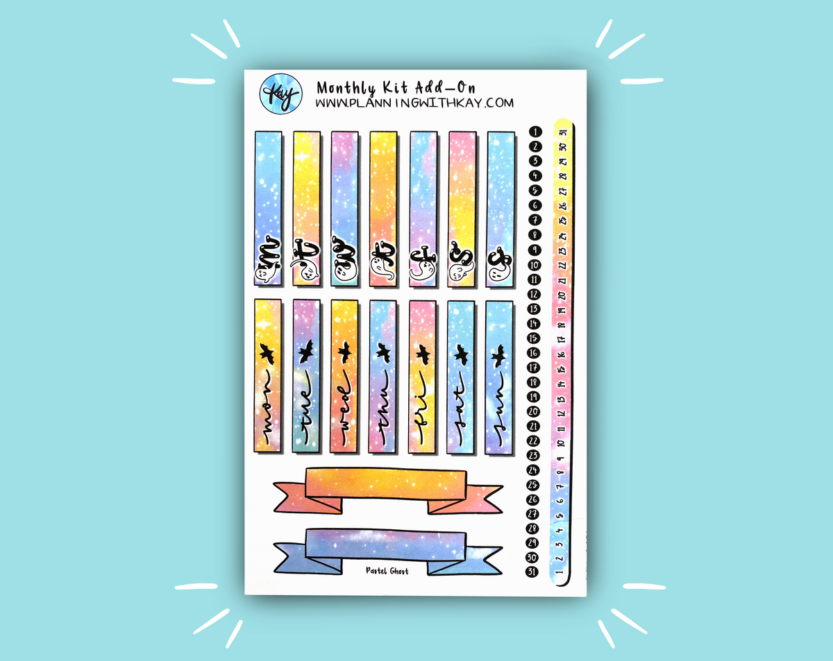 DIGITAL DOWNLOAD Monthly Kit AddOn (Pastel Ghost) Planning With Kay