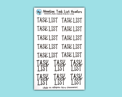 Monoline Task List Headers