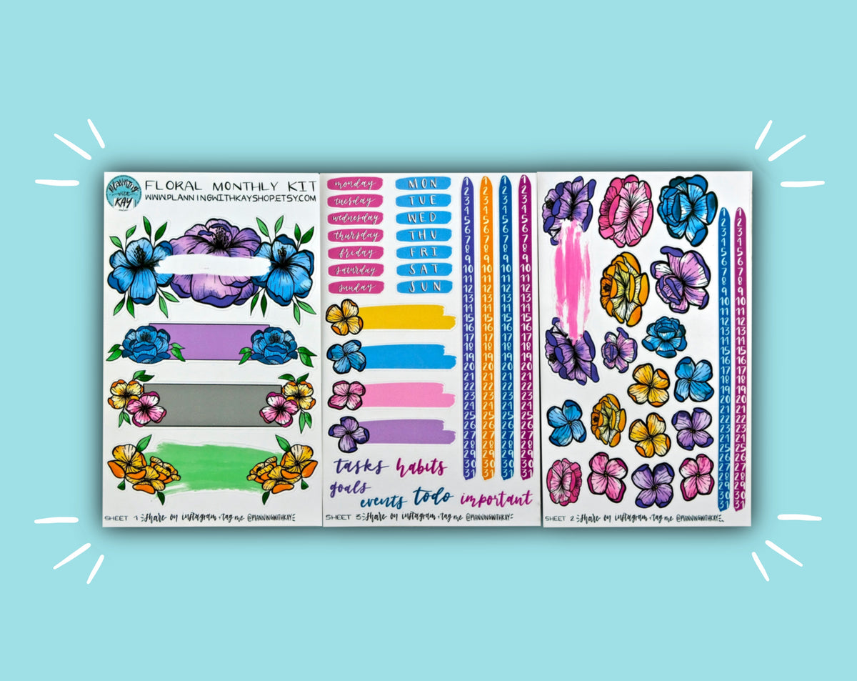DIGITAL DOWNLOAD Floral Monthly Kit – Planning With Kay