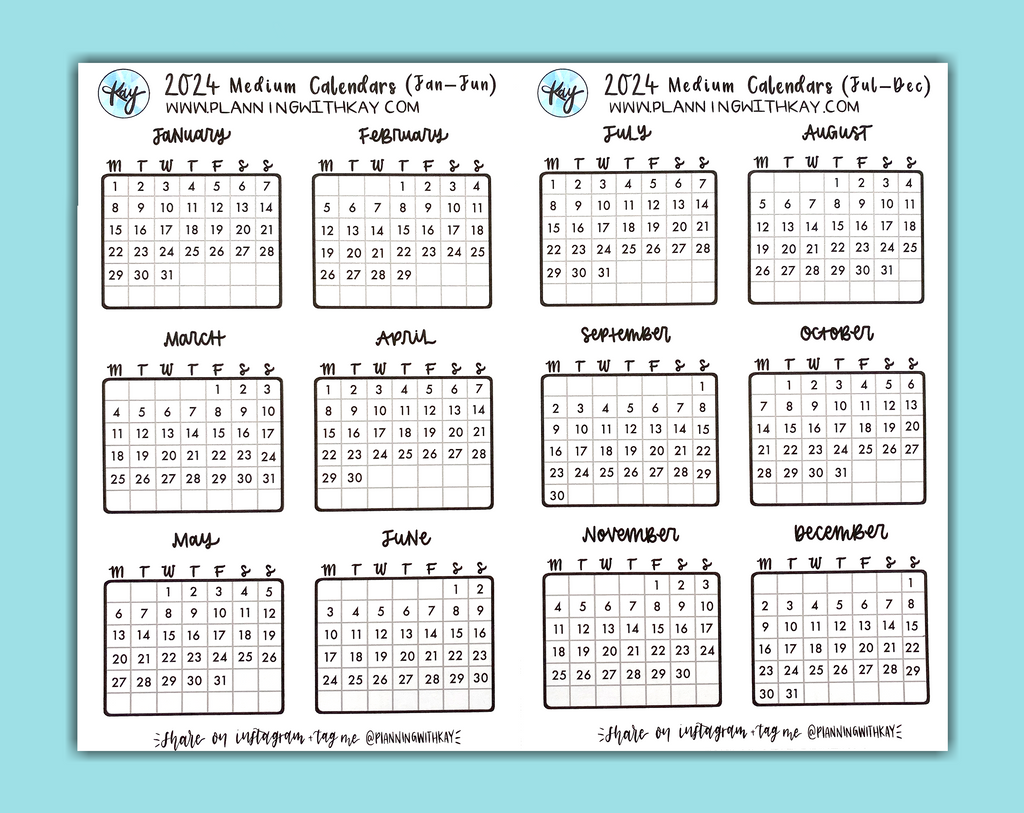 2024 Medium Calendars – Planning With Kay
