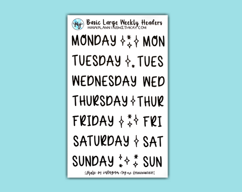 Hand Lettered Days of the Week Planner Stickers Dot Grid Journal Weekdays  Cursive Weekday Headers Day Stickers W005 -  Hong Kong