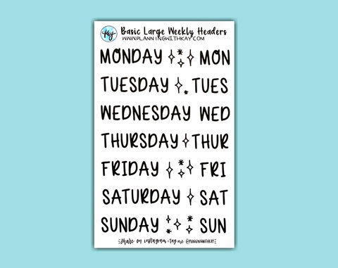 Weekly Heading Basic Large Weekly Headers – Planning With Kay