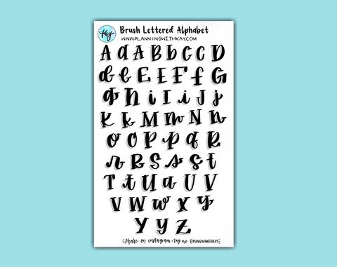 DIGITAL DOWNLOAD Brush Lettered Alphabet