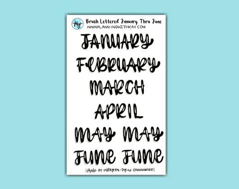 DIGITAL DOWNLOAD Brush Lettered Monthly Headers