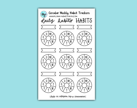 DIGITAL DOWNLOAD Circular Weekly Habit Trackers