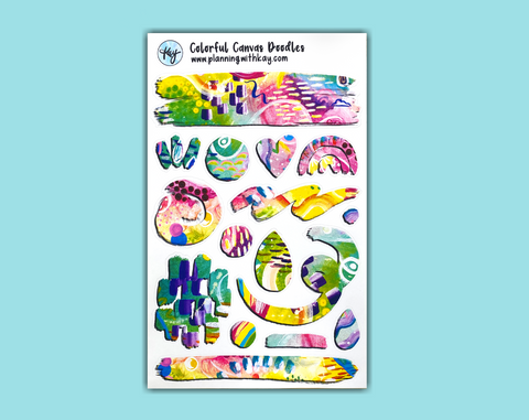 DIGITAL DOWNLOAD Colorful Canvas Doodles