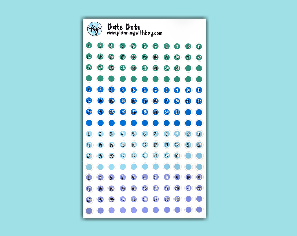 DIGITAL DOWNLOAD Date Dots (6 color variations!) – Planning With Kay