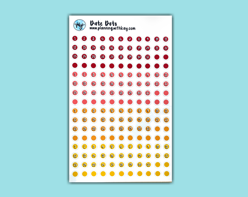 Dot Notation Datetime Date Dots (6 color variations!) – Planning With Kay
