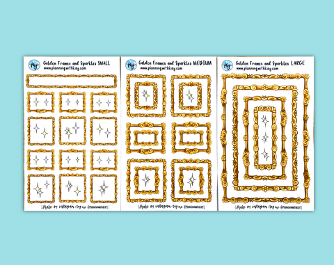 DIGITAL DOWNLOAD Golden Frames and Sparkles