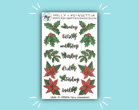 DIGITAL DOWNLOAD Holly and Poinsettia