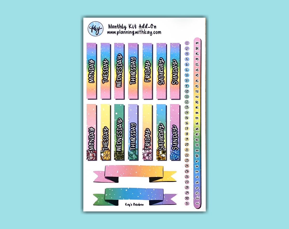 DIGITAL DOWNLOAD Monthly Kit Add-On (Kay's Rainbow) – Planning With Kay