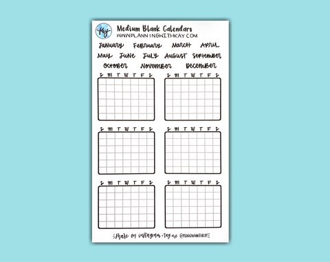 Medium Blank Calendars