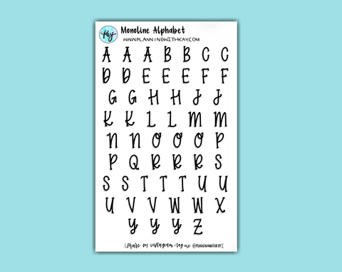 DIGITAL DOWNLOAD Monoline Alphabet