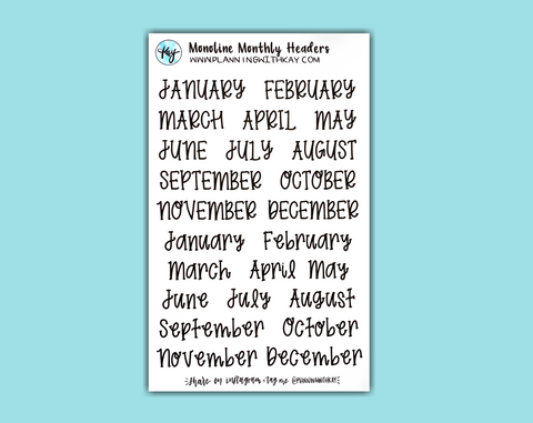 DIGITAL DOWNLOAD Monoline Monthly Headers