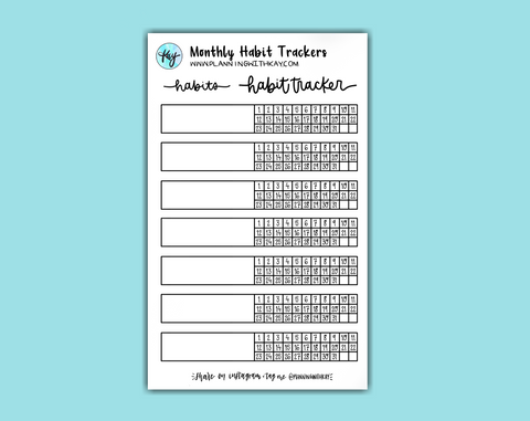 DIGITAL DOWNLOAD Monthly Habit Trackers