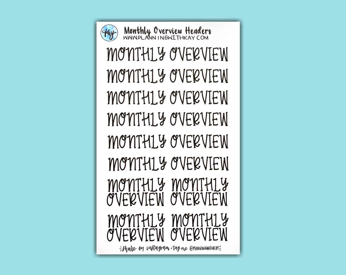 Monthly Overview Headers – Planning With Kay