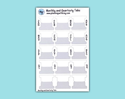 DIGITAL DOWNLOAD Monthly & Quarterly Page Tabs