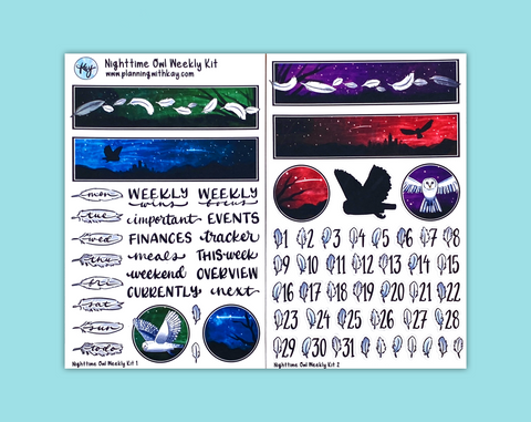DIGITAL DOWNLOAD Nighttime Owl Weekly Kit
