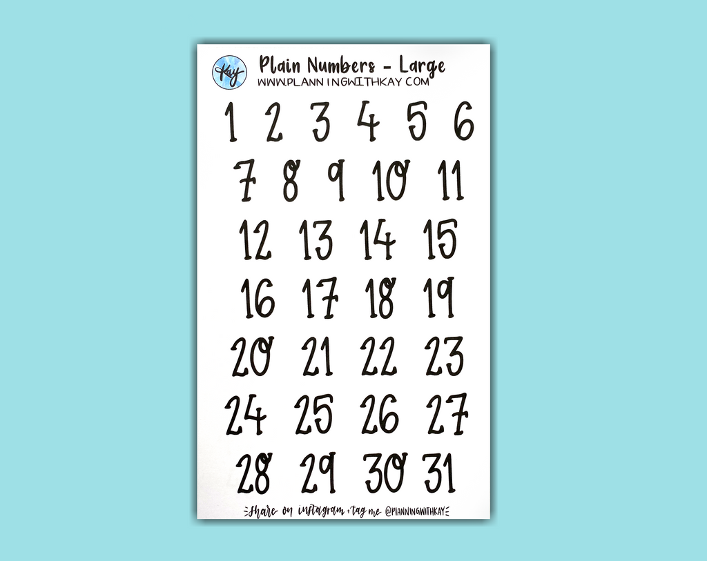 Blank Numbers .pdf DIGITAL DOWNLOAD Plain Numbers (3 sizes available!) – Planning With Kay