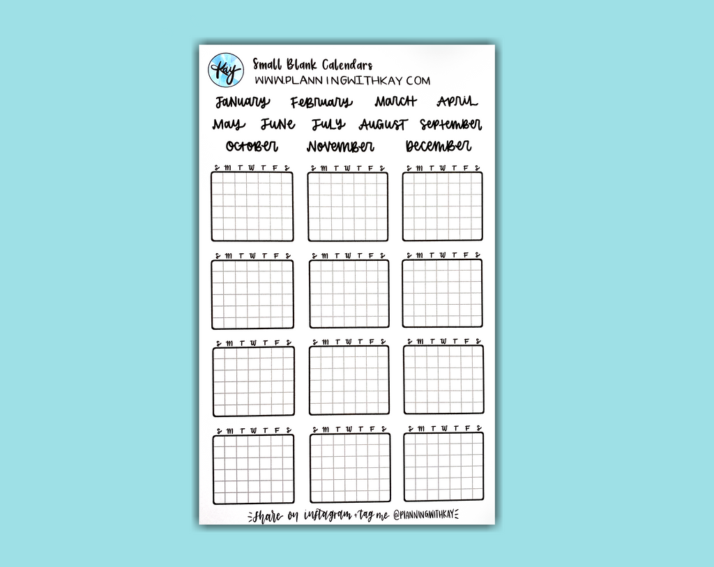 Small Blank Calendars | Stickers for Planners, Journals & Organizers ...