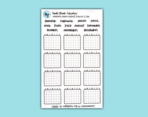 Small Blank Calendars