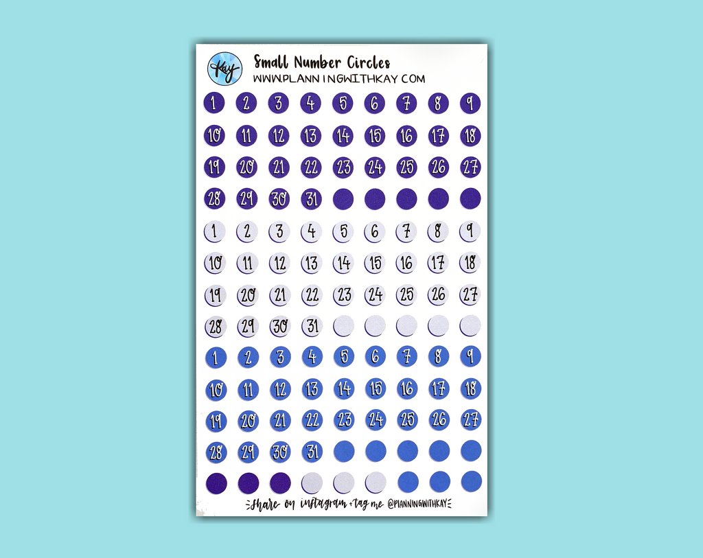 Small Numbers In Circles DIGITAL DOWNLOAD Small Number Circles (7 colors available!) – Planning ...