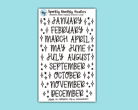 DIGITAL DOWNLOAD Sparkly Monthly Headers