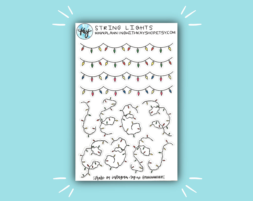 Sticker String String Lights Sticker Sheet | Stickers for Planners, Journals ...