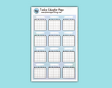 Twelve Calendar Page (8 colors available!)