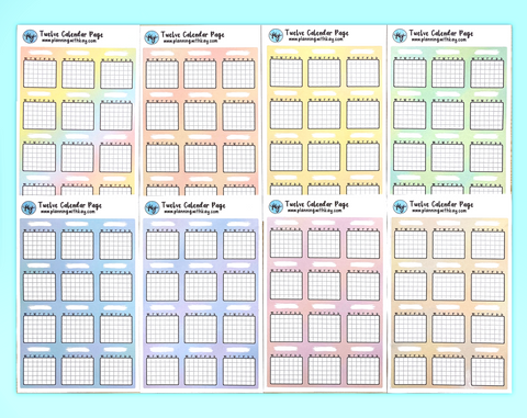 Twelve Calendar Page (8 colors available!)