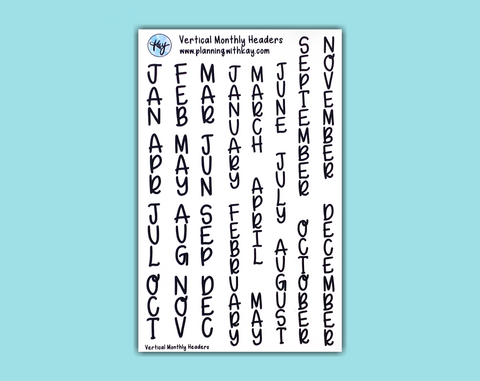 DIGITAL DOWNLOAD Vertical Monthly Headers