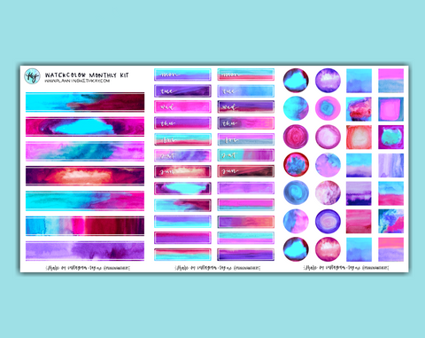 DIGITAL DOWNLOAD Watercolor Monthly Kit (2 color options!)