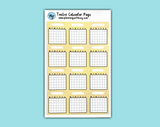 Twelve Calendar Page (8 colors available!)