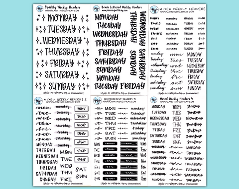 Weekly Header Sticker Bundle