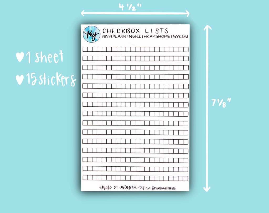 Sticker Chart Checkboxes Checkbox Lists | Stickers for Planners, Journals & Organizers ...