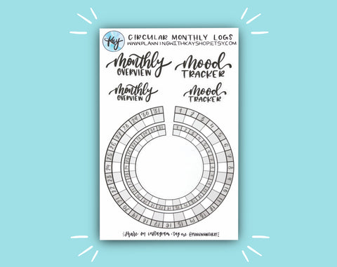 DIGITAL DOWNLOAD Circular Monthly Logs