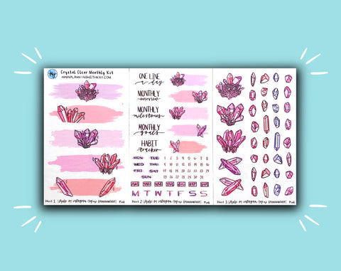 DIGITAL DOWNLOAD Pink Crystal Clear Monthly Kit