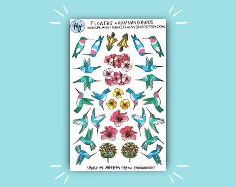 DIGITAL DOWNLOAD Flowers and Hummingbird