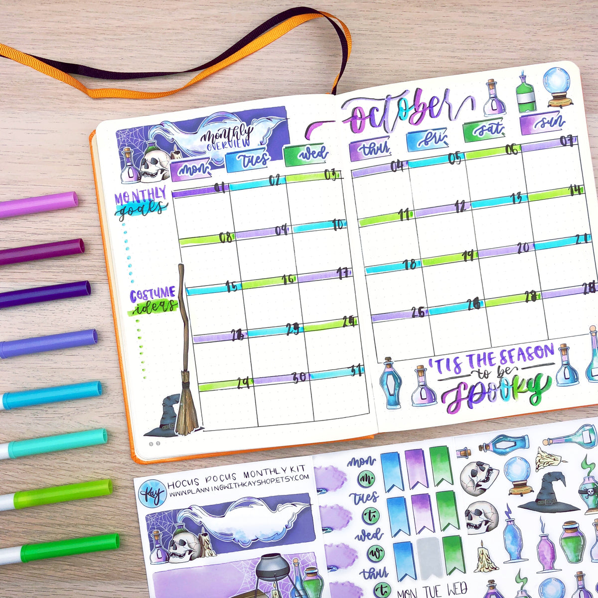 Hocus Pocus Monthly Kit | Stickers for Planners, Journals & Organizers ...