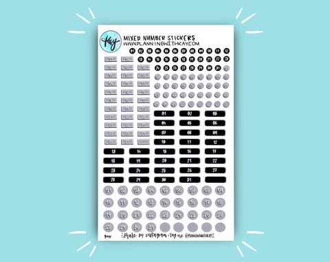 DIGITAL DOWNLOAD Mixed Number Stickers