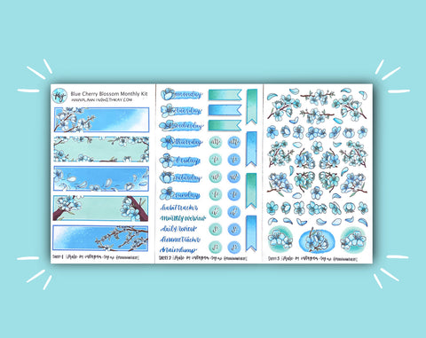 DIGITAL DOWNLOAD Blue Cherry Blossom Monthly Kit