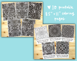 DIGITAL DOWNLOAD/PRINTABLE Lacey's 10-Page Coloring Page Bundle!