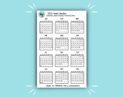 DIGITAL DOWNLOAD 2023 Small Calendars