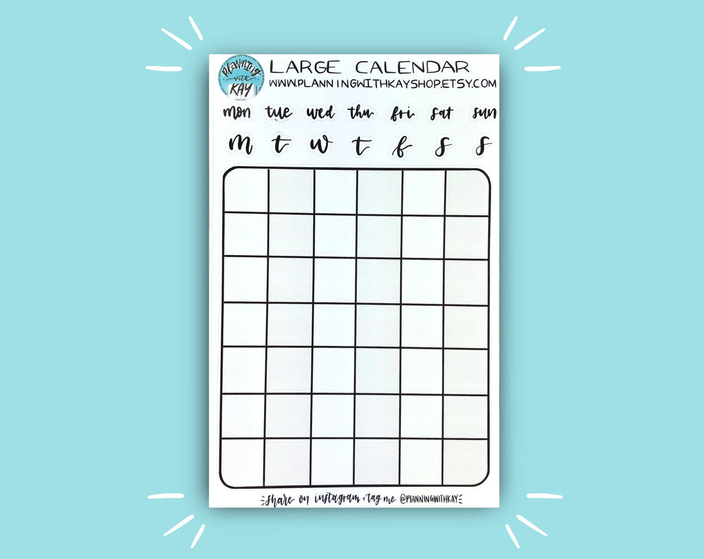 DIGITAL DOWNLOAD Large Calendar – Planning With Kay