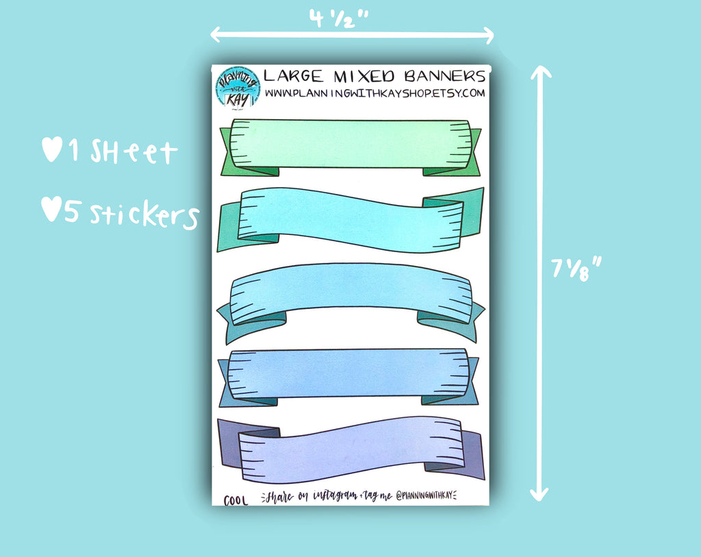 Large Mixed Banner Sticker Sheet | Stickers for Planners, Journals ...