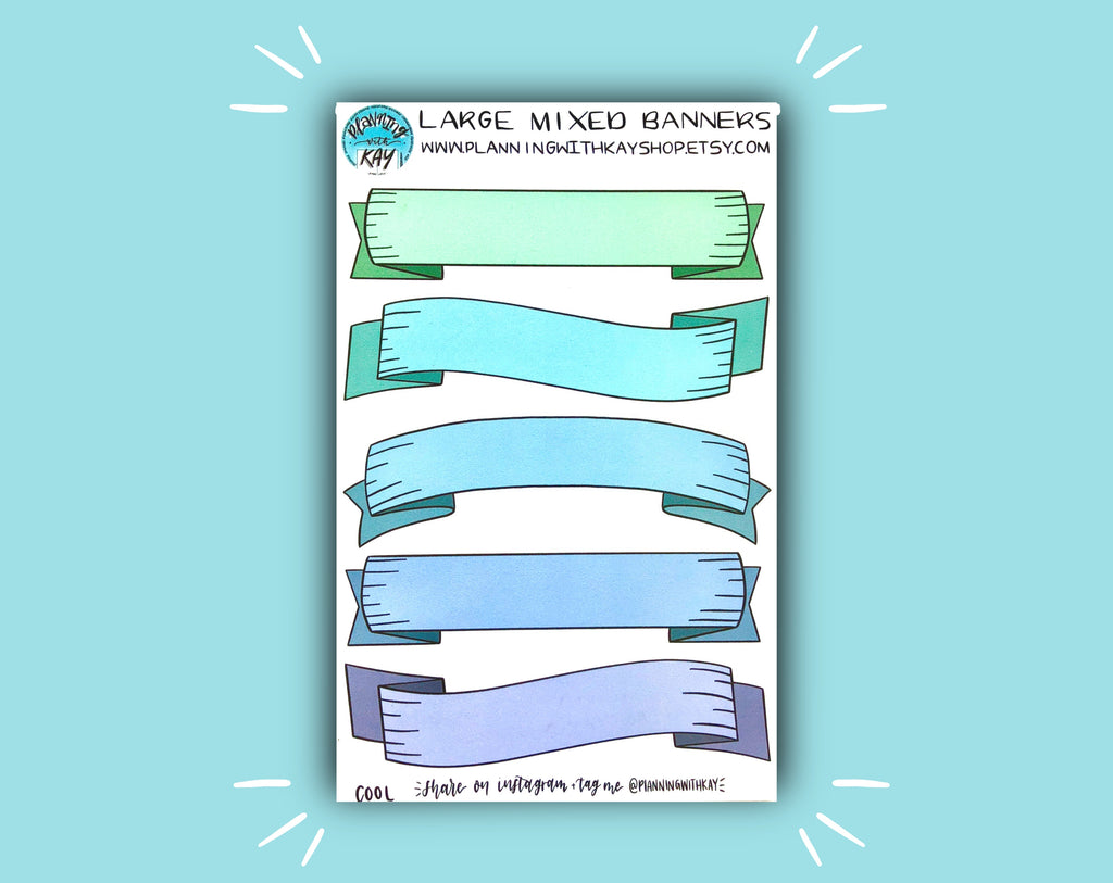 Large Sticker Banners Large Mixed Banner Sticker Sheet | Stickers for Planners, Journals ...