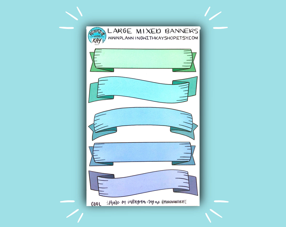 Large Mixed Banner Sticker Sheet | Stickers for Planners, Journals ...