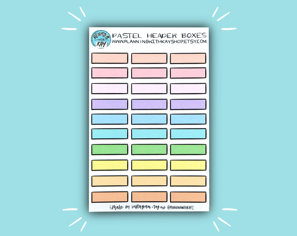 Pastel Header Boxes | Stickers for Planners, Journals & Organizers ...