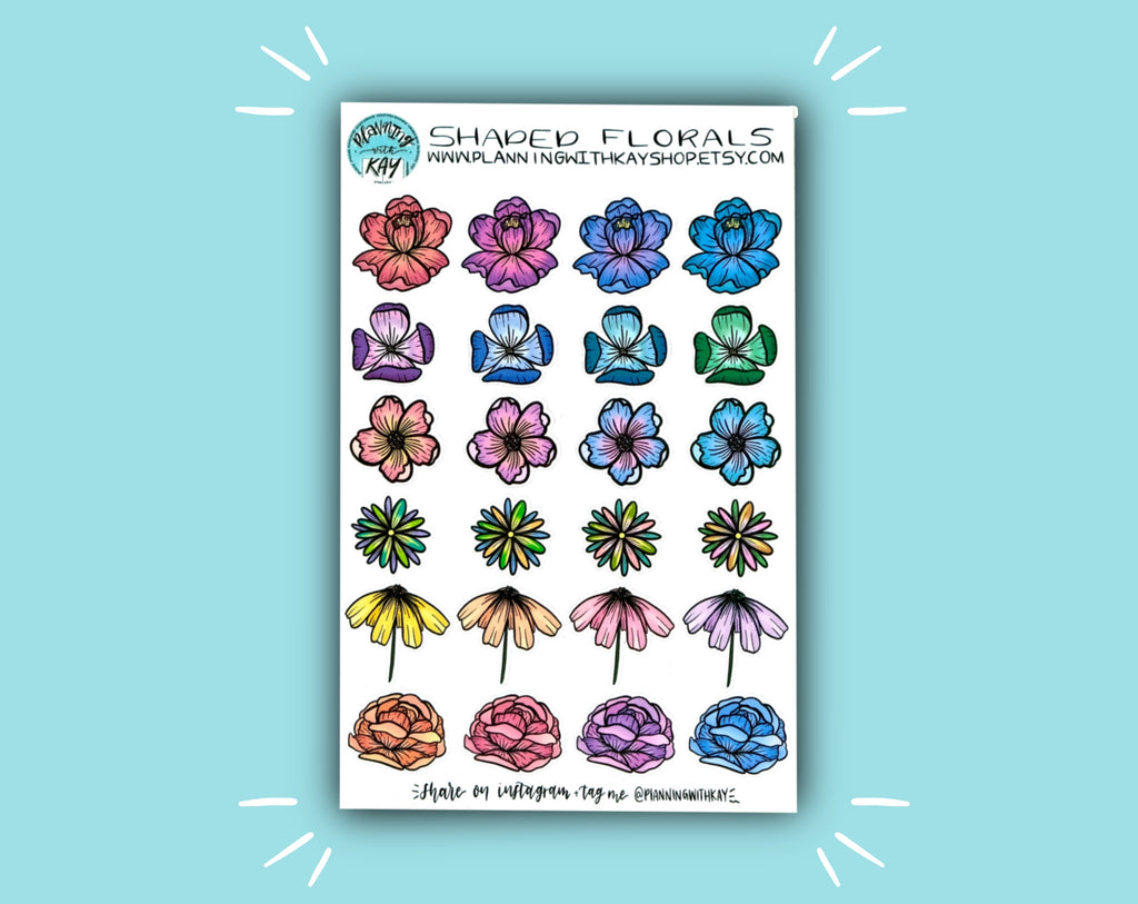 Shaded Florals | Stickers for Planners, Journals & Organizers ...