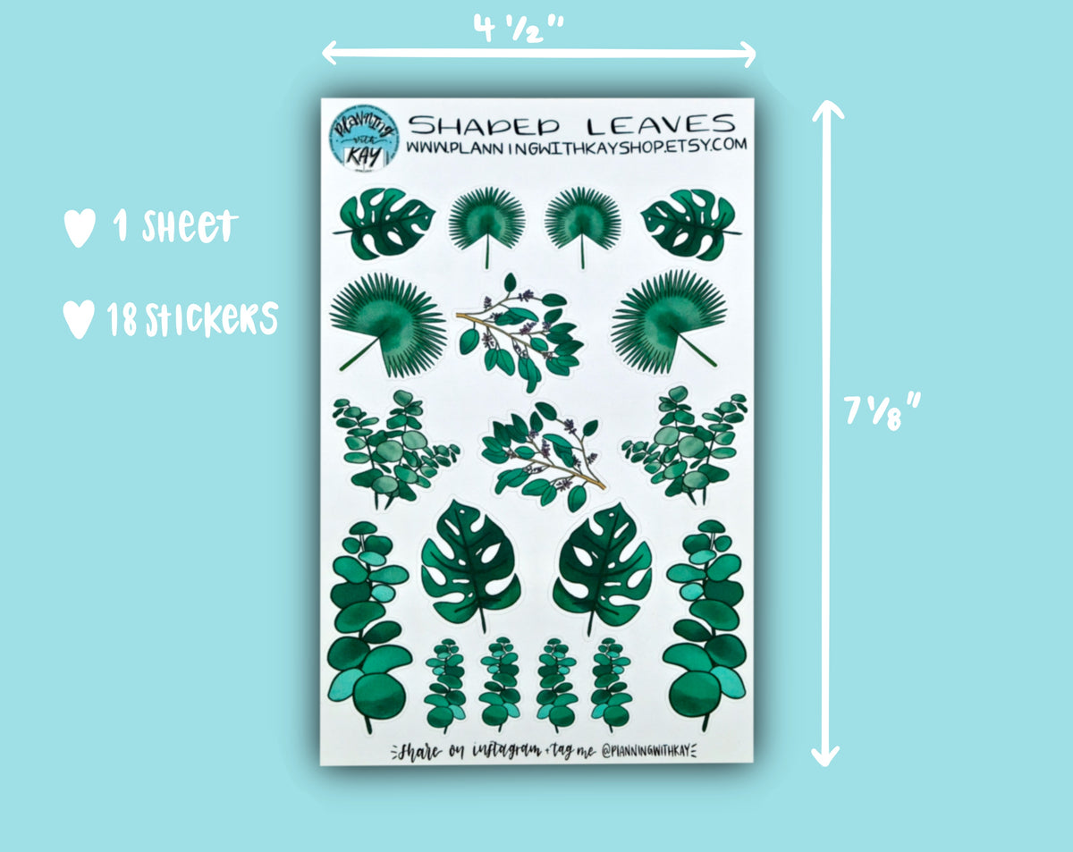 Shaded Leaves | Stickers for Planners, Journals & Organizers – Planning ...
